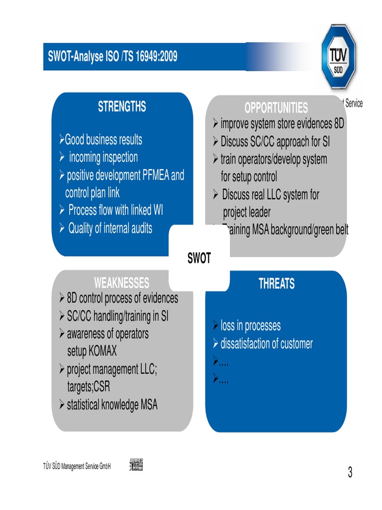SWOT Analysis Example for ISO 16949 | PDF | Evaluation | Business