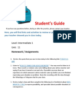 Student's Guide: Level: Intermediate 1 Unit: 11