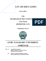 B Ed Two Years (Semester I To IV) 2019-20