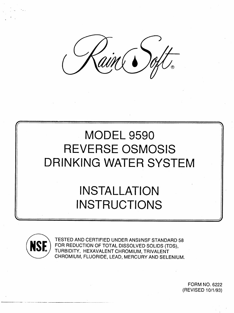 Rainsoft Reverse Osmosis PDF