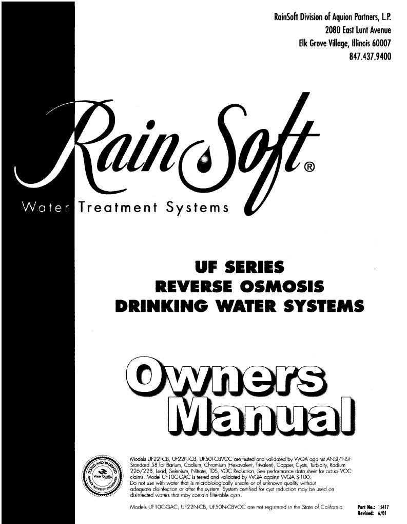 Rainsoft Reverse Osmosis PDF