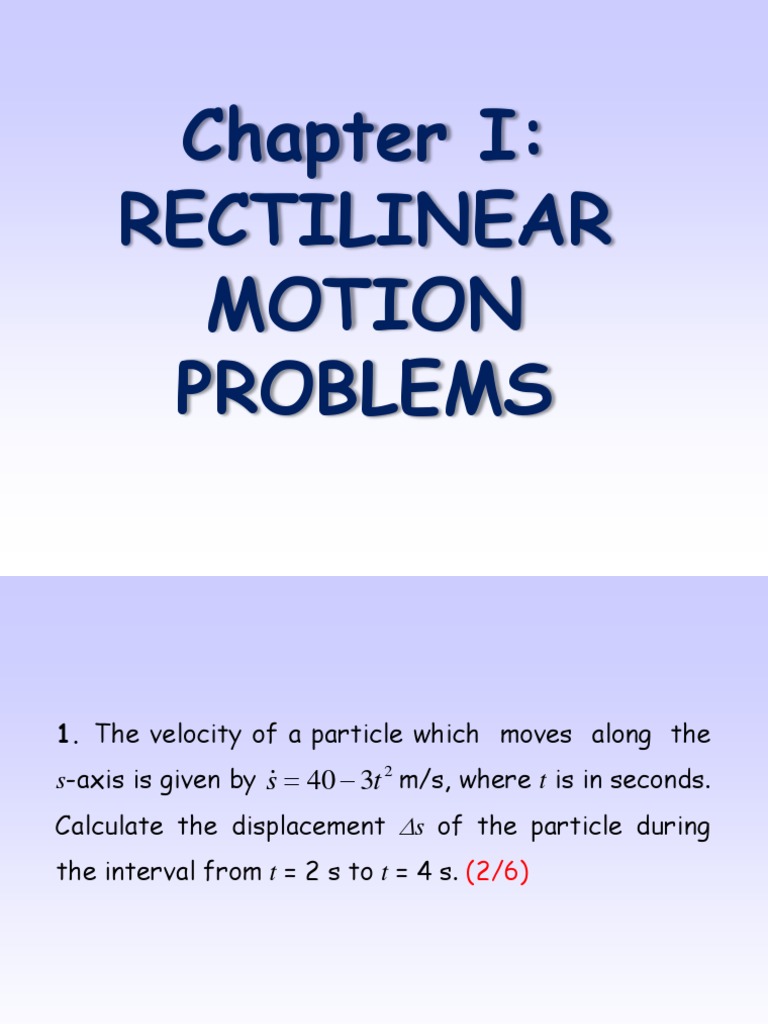 Rectilinear Motion Problems PDF Acceleration Change