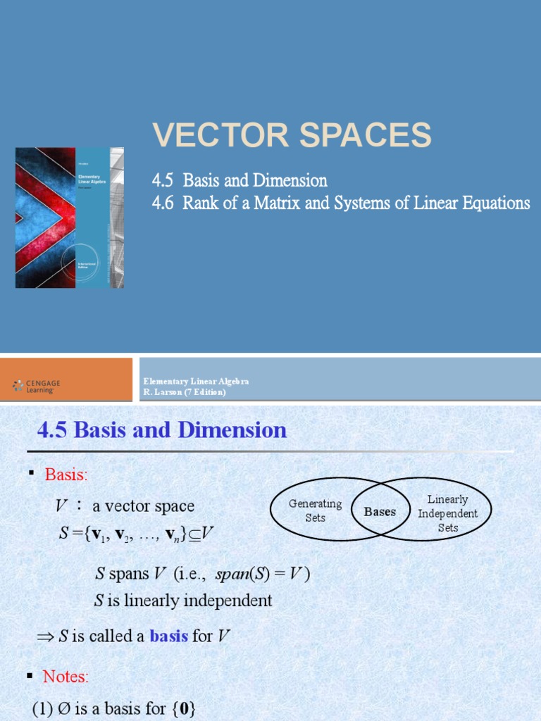 Basis, Dimension, and Rank in Linear Algebra | PDF | Linear Subspace ...