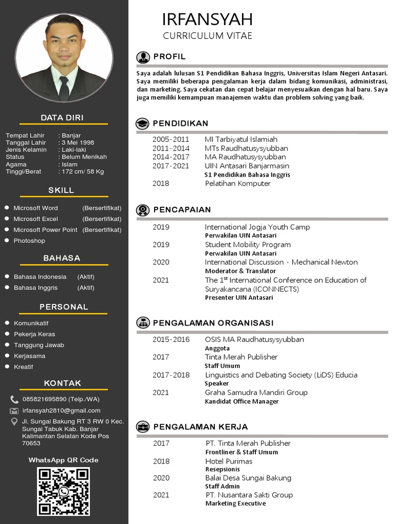CV Irfansyah: Pendidikan dan Pengalaman | PDF