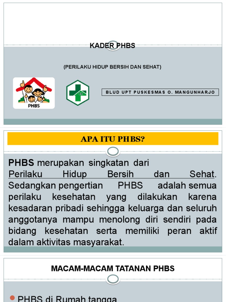 Panduan Kader Phbs Di Masyarakat Pdf Pengembangan Diri Gaya Hidup