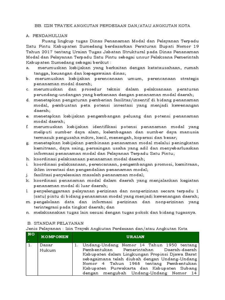 Izin Trayek Angkutan Perdesaan dan Kota | PDF