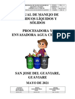 Programa de Manejo de Residuos Liquidos y Solidos Empresa Agua Cero Sd