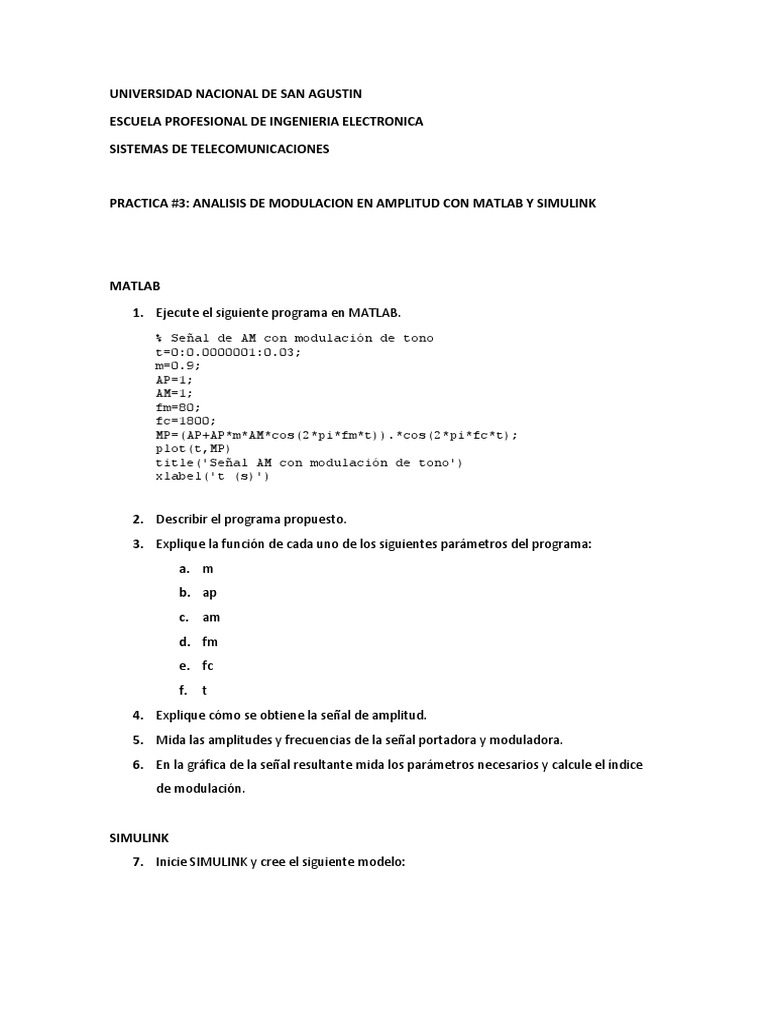 Análisis de Modulación AM con MATLAB | PDF | Tecnología