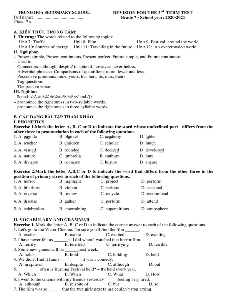 Grade 7 Term 2 Test Revision Guide | PDF | Graffiti | Energy Development