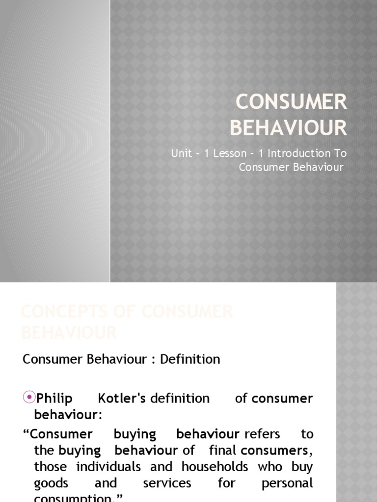 Introduction to Consumer Behavior | PDF | Consumer Behaviour | Behavior