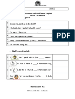 Classroom and Staffroom English Lesson 3 Worksheet