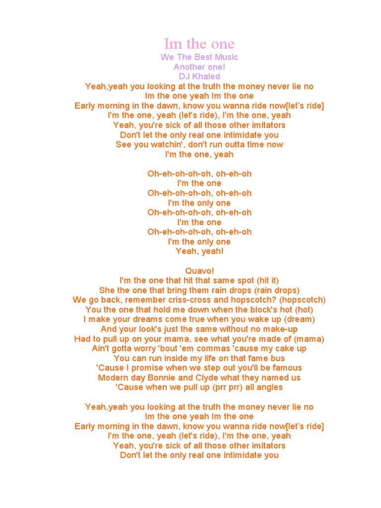 i m the one lyrics