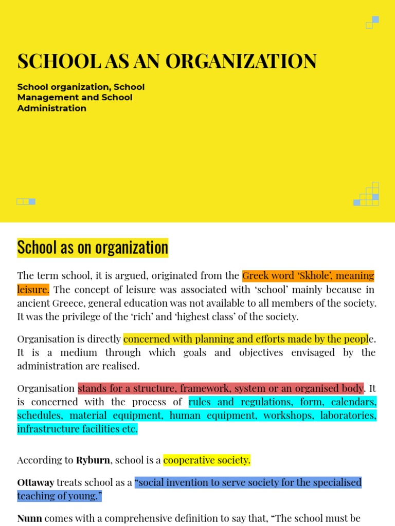 Defining School Organization and Management | PDF | Schools | Goal