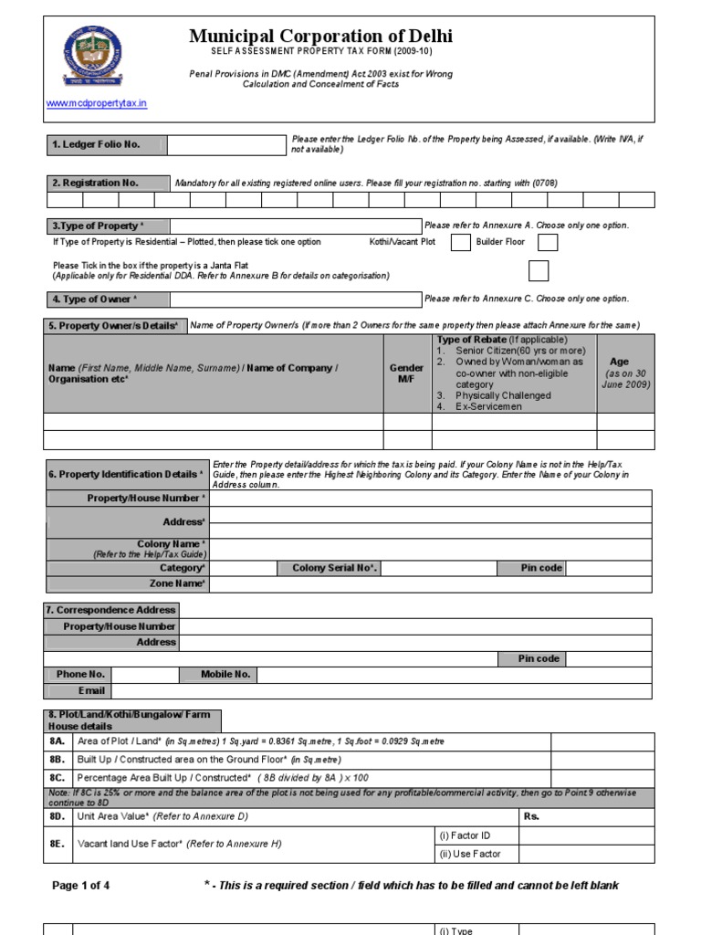 Property Tax Return Form 2023 24