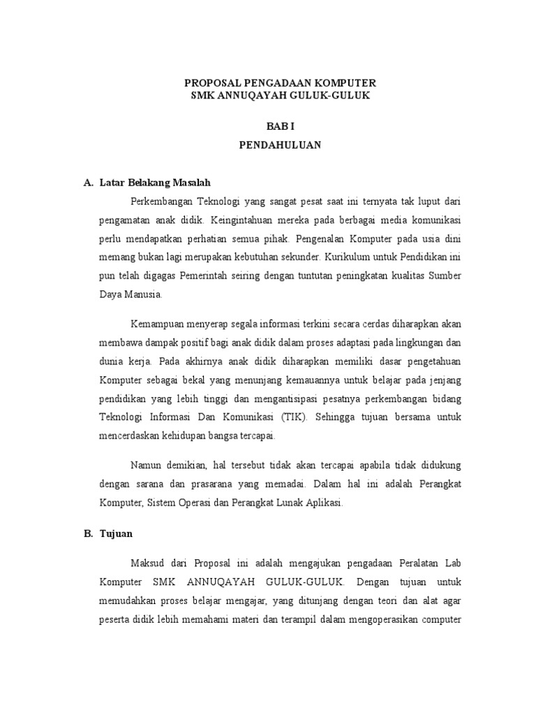 Proposal Pengadaan Komputer Di Lab Kompu Pdf