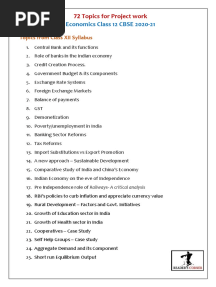72 Topics For Economics Project