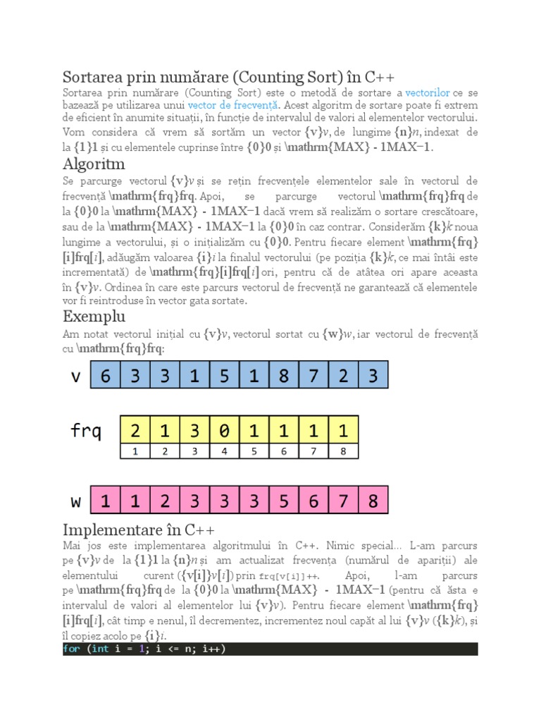 Sortare Prin Numarare | PDF