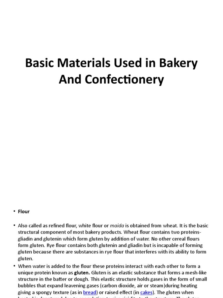 Basic Materials Used in Bakery and Confectionery PDF Malt Breads