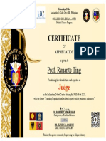 Certificate: Prof. Renante Ting