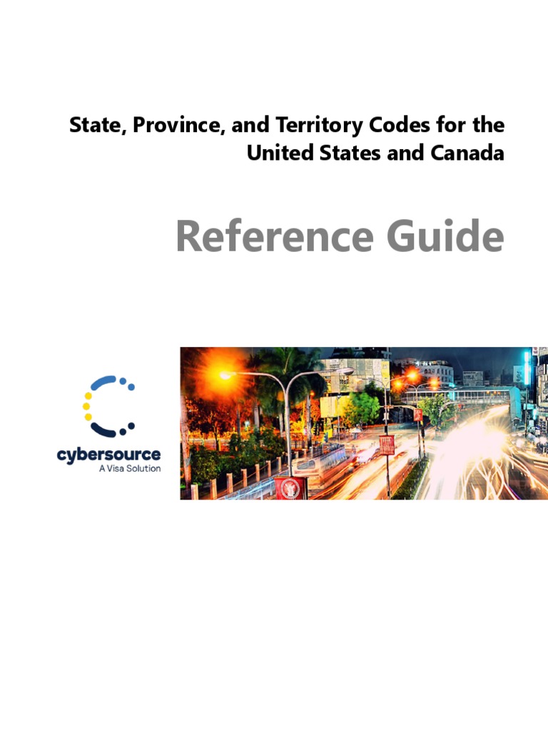 Reference Guide State, Province, and Territory Codes For The United