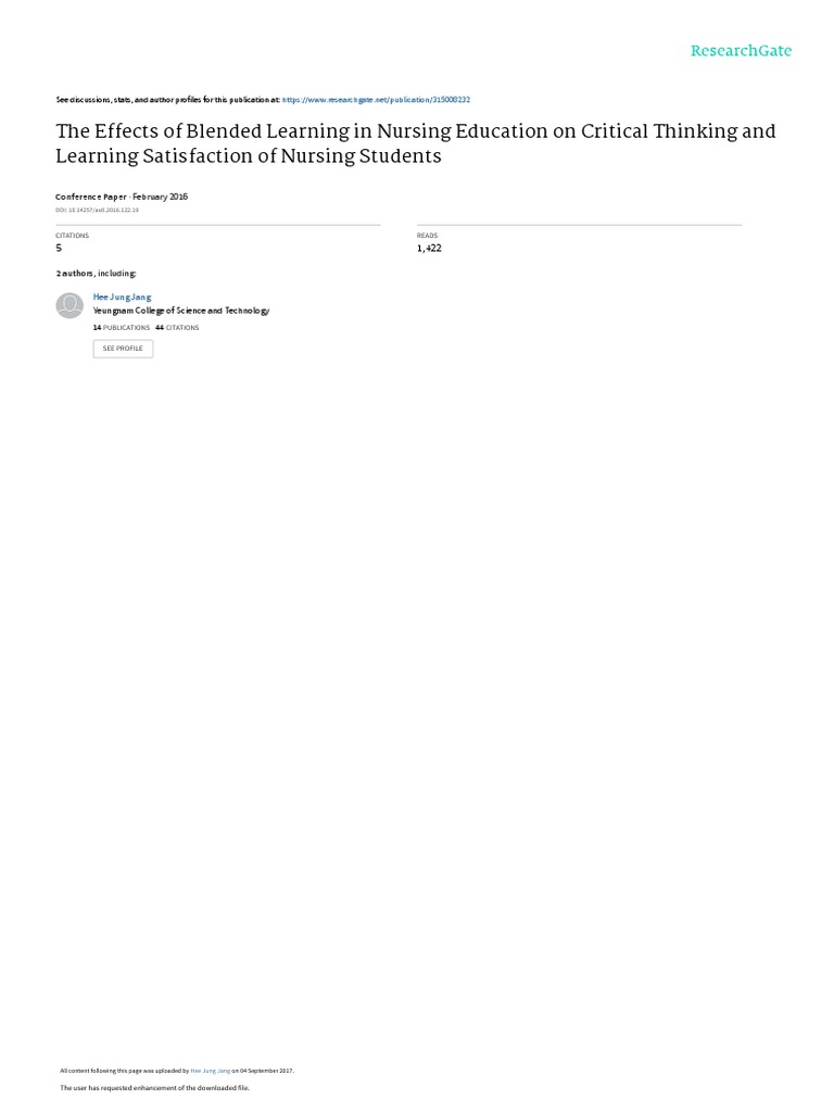 The Effects of Blended Learning in Nursing Educati | PDF | Nursing ...