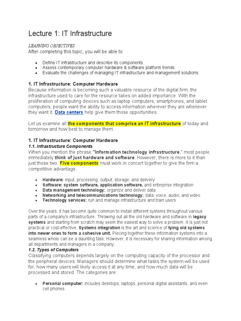Overview of IT Infrastructure Components | PDF | Computer Data Storage ...