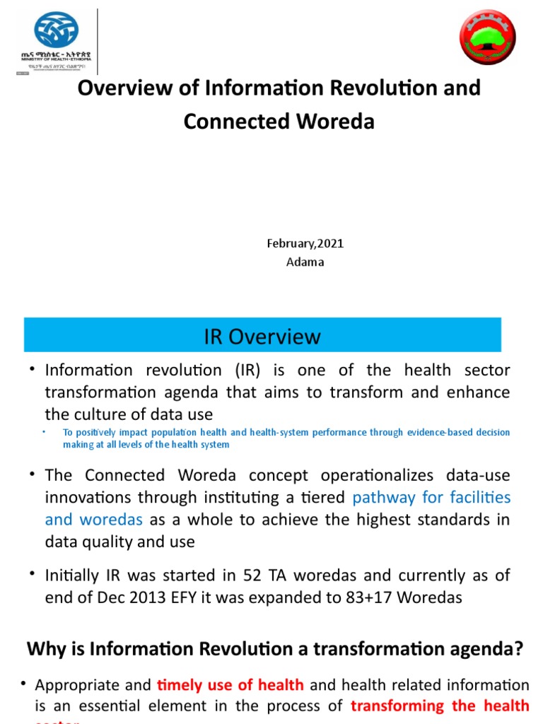 Connected Woreda Strategy Overview PDF Health Informatics Information