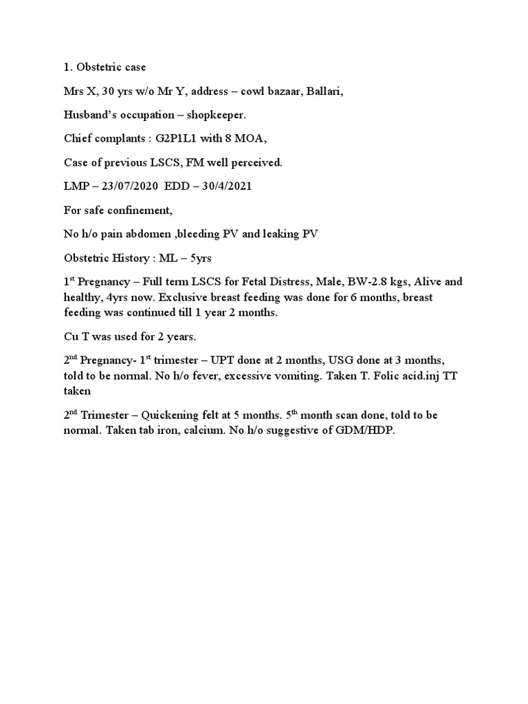 Obstetric Case Reports and Histories | PDF | Pregnancy | Obstetrics