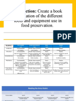 Instruction: Create A Book: Compilation of The Different Tools and Equipment Use in Food Preservation