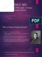 EDUC 403: Educational of Johann Herbart