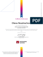 Olena Nozdrachova: Certificate of Achievement