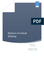 Barriers of Critical Thinking: Submitted To