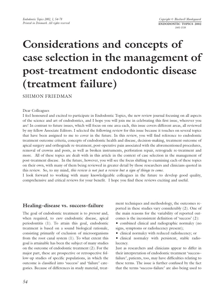 Considerations And Concepts Of Case Selection In The Mangement Of Post