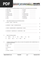 Amount of Substance 1: © WWW - CHEMSHEETS.co - Uk 07-April-2020 Chemsheets AS 1244 1