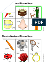 Rhyming Words and Pictures Bingo