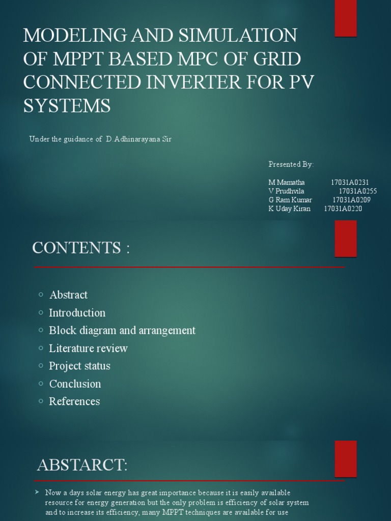 MPPT Control for Grid-Connected PV Systems | PDF | Photovoltaics ...