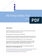 PZ Verbal Ability Test: Sample Solution
