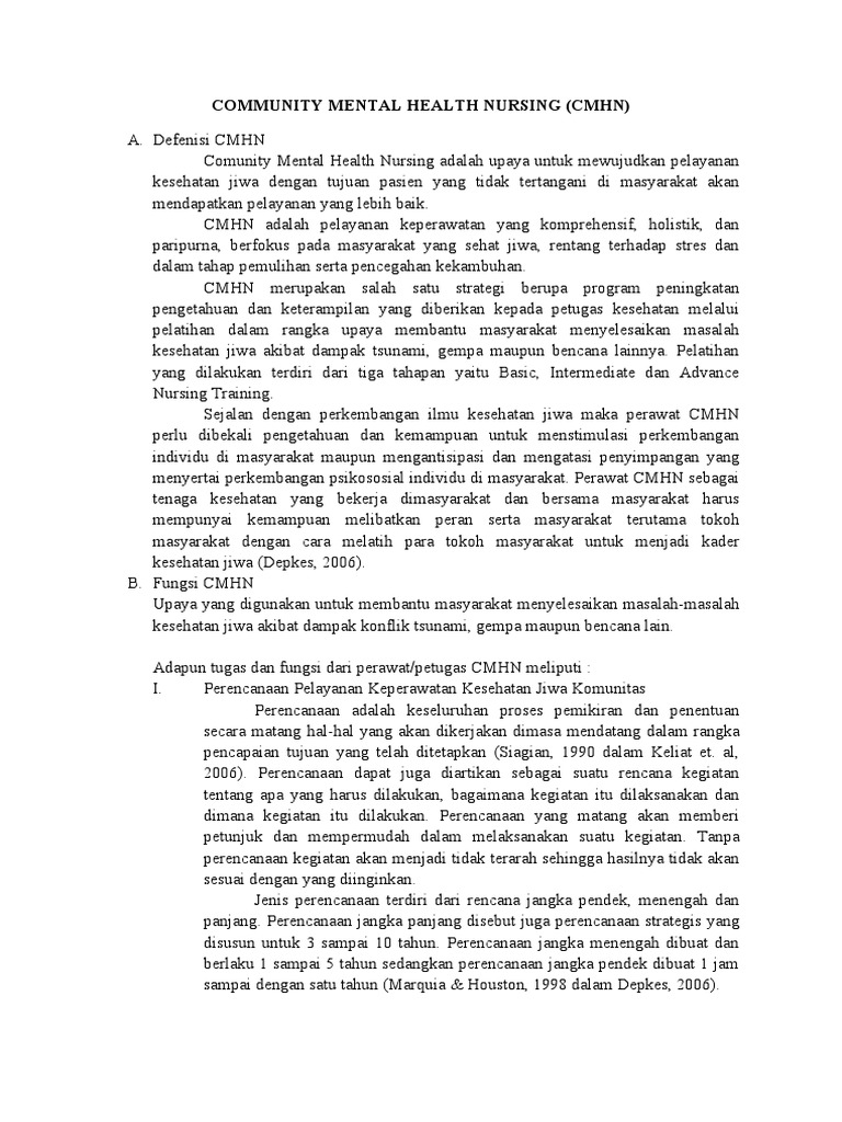 Pelayanan Keperawatan Kesehatan Jiwa Komunitas | PDF