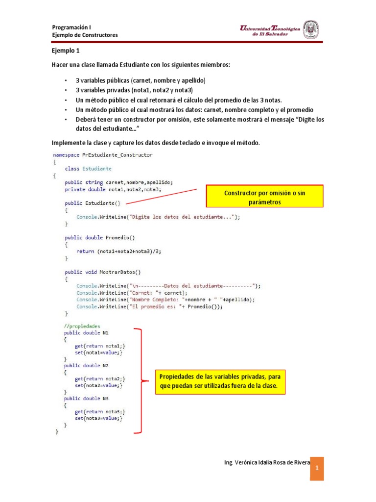 Ejemplos Con Constructores - 1 | PDF | Constructor (Programación ...