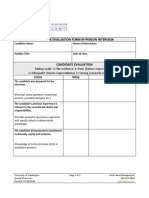 Candidate Evaluation Form In-Person Interview