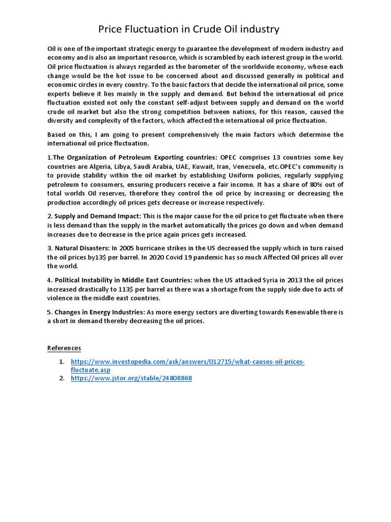 Factors Influencing Oil Price Fluctuations | PDF | Price Of Oil | Opec