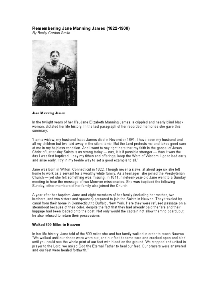 Jane Manning James | PDF | Latter Day Saint Movement | Christian ...