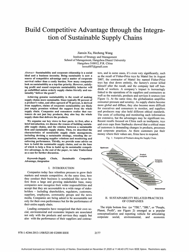 Build Competitive Advantage Through The Integration of Sustainable ...