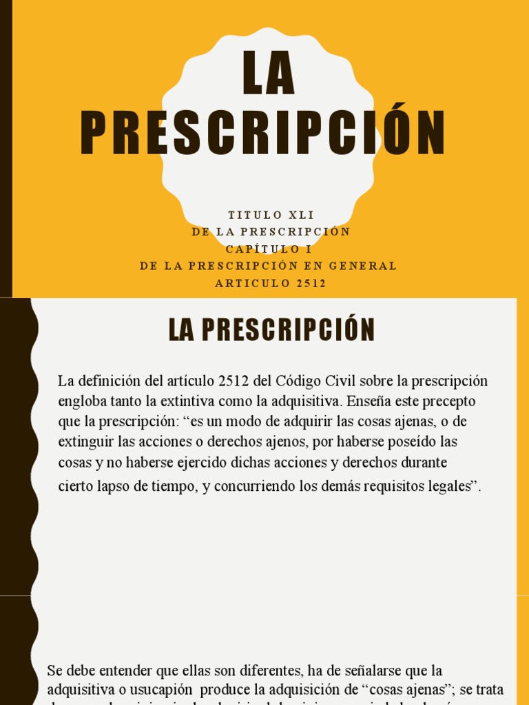 Los fundamentos y tipos de prescripción según el Código Civil | PDF ...