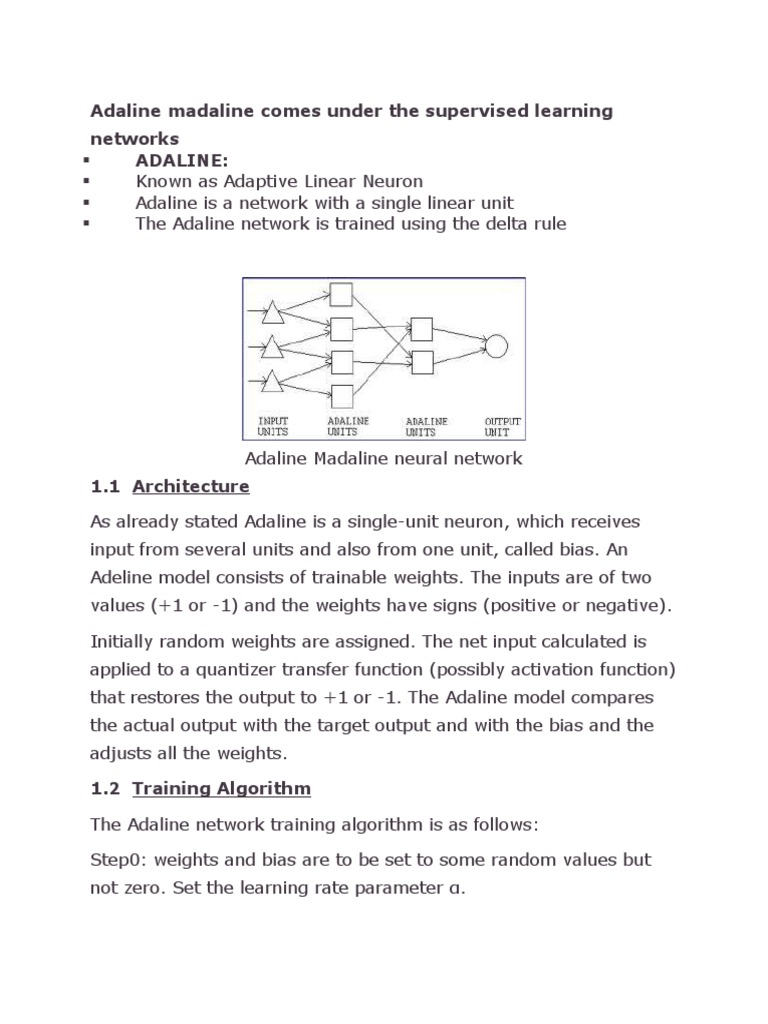 Adaline and Madaline Neural Networks | PDF | Algorithms | Algorithms ...