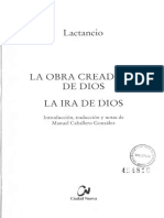 LACTANCIO. La Obra Creadora de Dios. La Ira de Dios