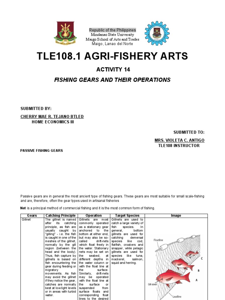 Tle108.1 Agri-Fishery Arts: Fishing Gears and Their Operations