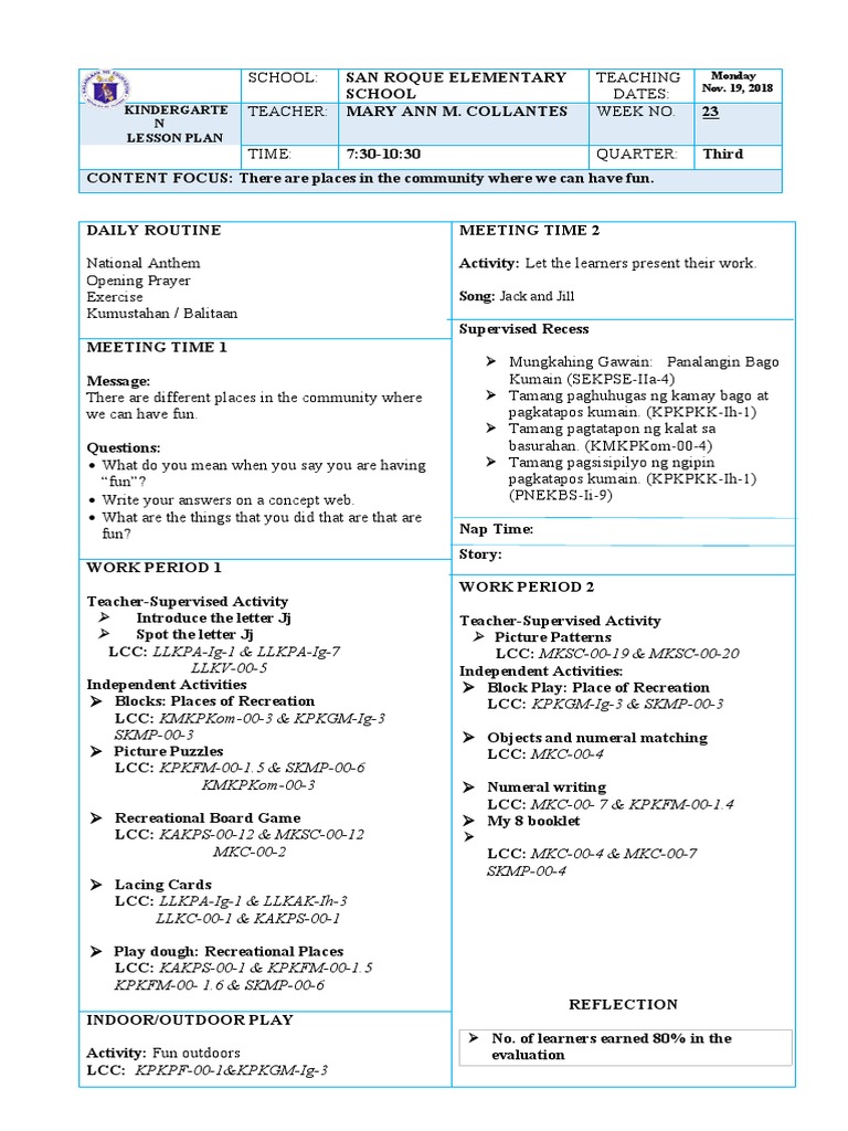 DLP Kindergarten W23 1 | PDF | Differentiated Instruction | Lesson Plan
