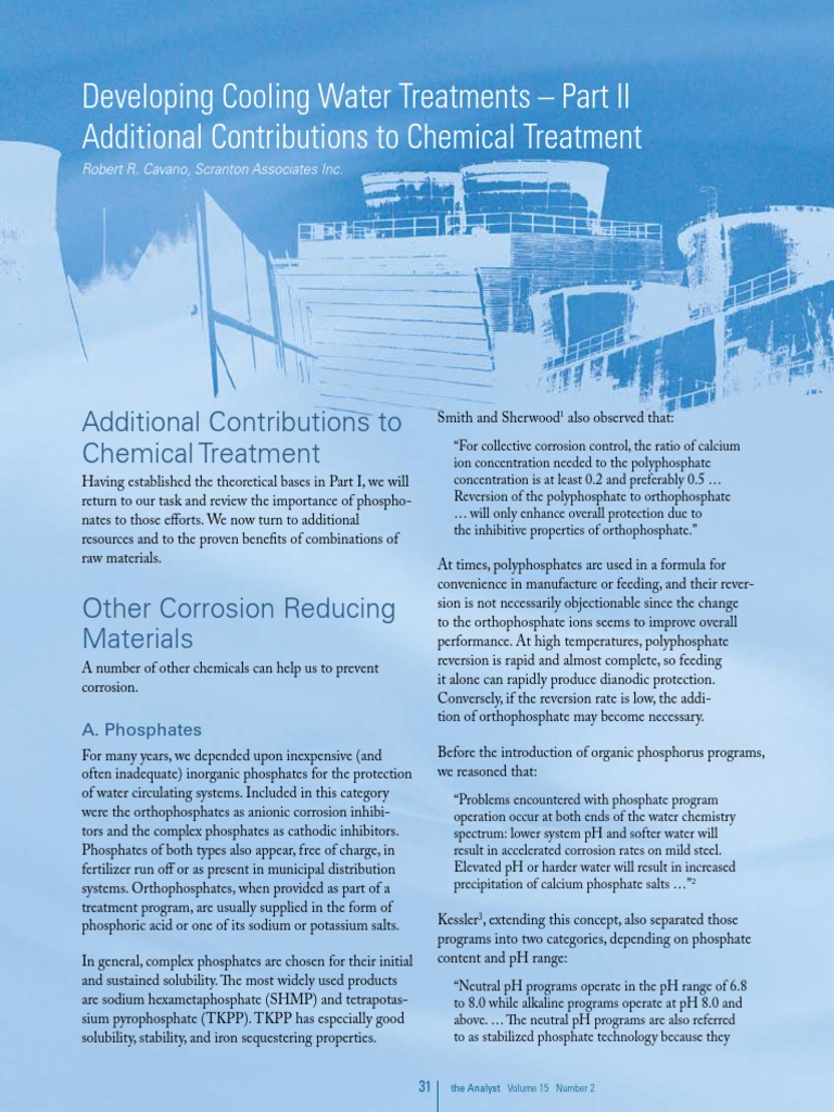 Cooling Water Treatment Spring2008 PDF Phosphate Zinc