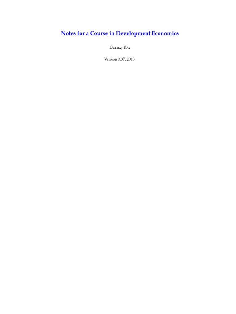Development Economics Note | PDF | Economic Growth | Macroeconomics
